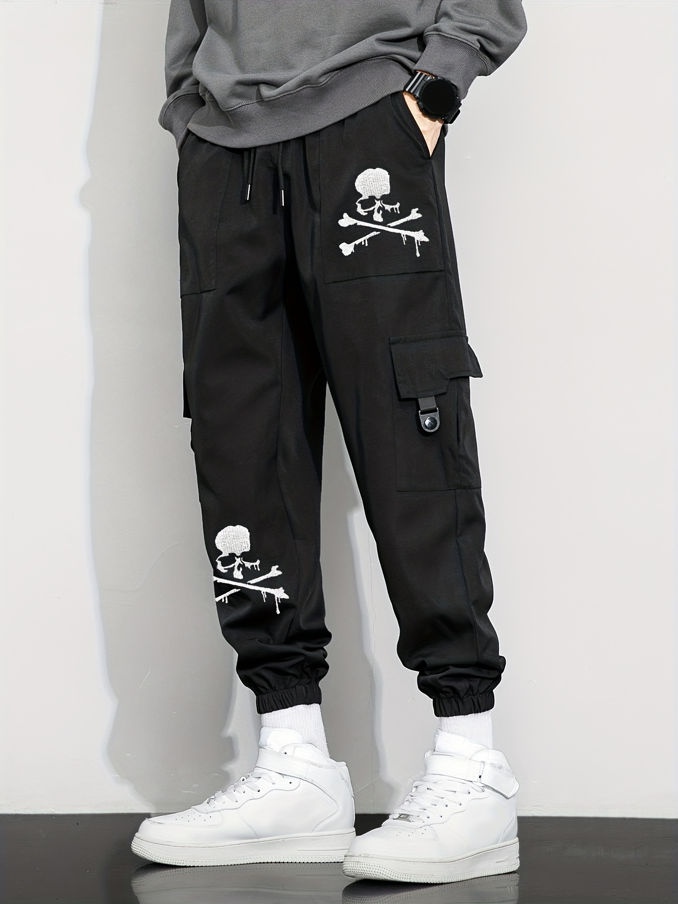 Mens Joggers with Straps, Black Joggers with Straps, Multipocket