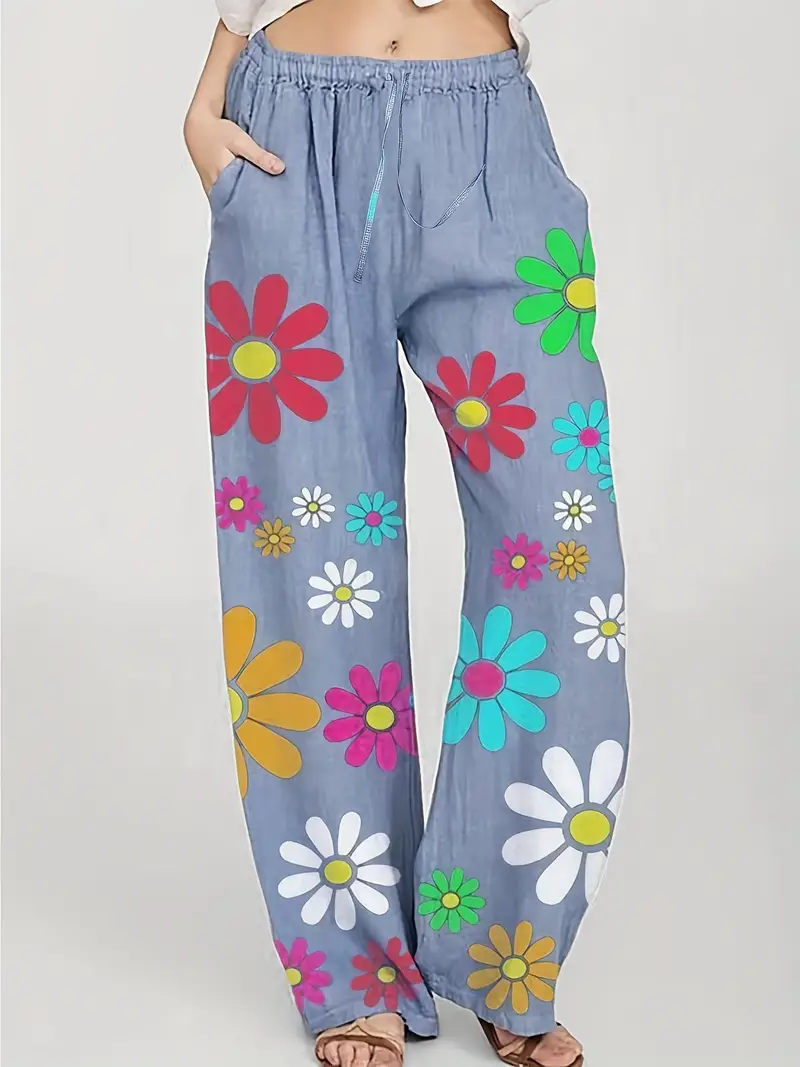 Floral Print Flowy Pants Casual Pants Spring Summer Women's - Temu