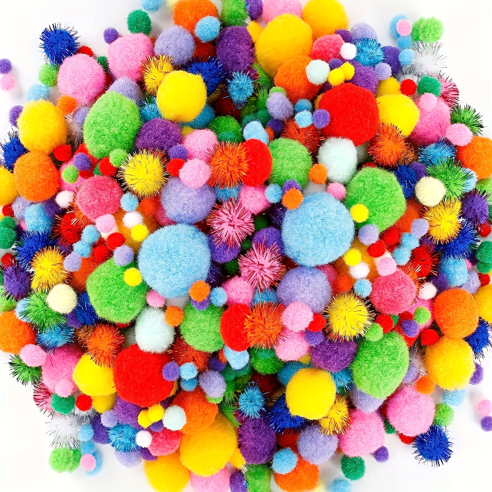 HEHALI 1000pcs Multicolor Pom Pom Balls Assorted Sizes & Colors Pompoms for  Arts and Craft Making