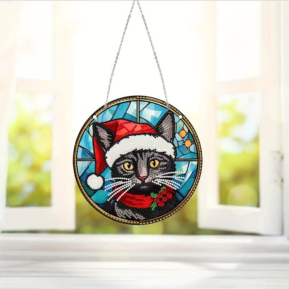 Christmas Wreath Cat Diamond Painting Hanging Decoration, 3D Diamond  Painting Kits, Diamond Art Hanging Decoration, Suitable For Home Wall  Garden Deco