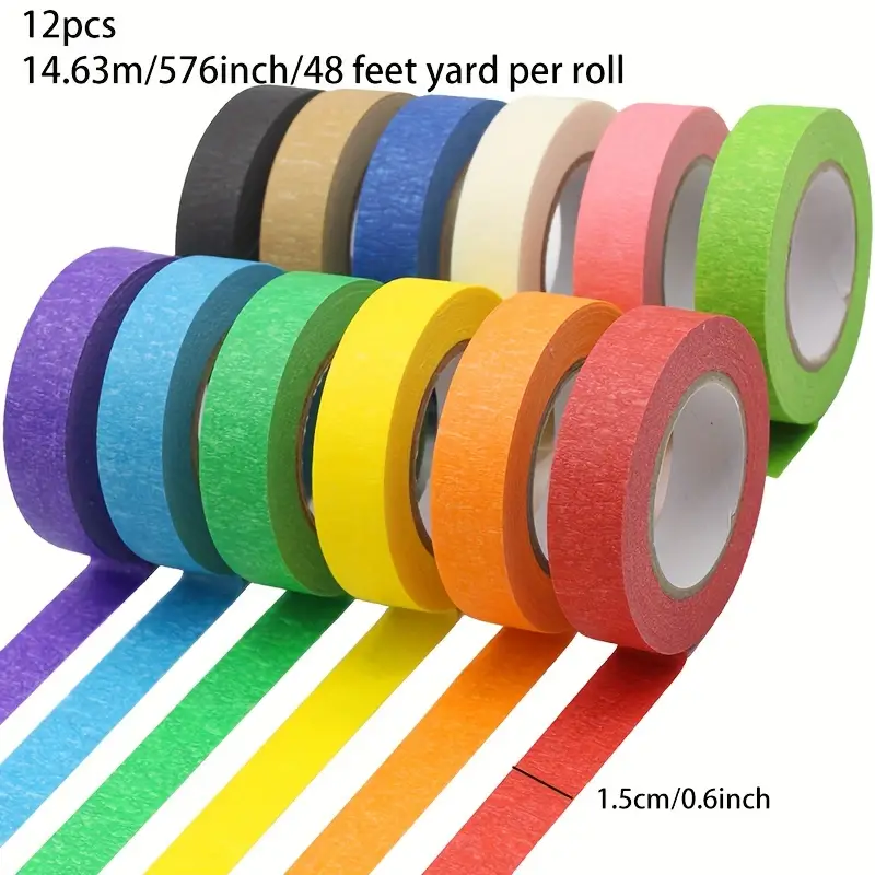 Colored Masking Tapes 16 Yard Per Roll Rainbow Colors - Temu