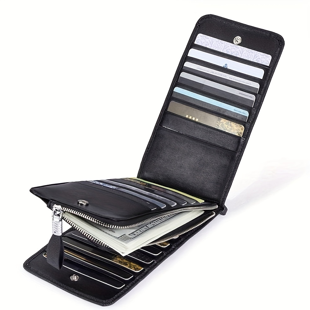 

Minimalist Faux Leather Credit Card Holder, Multi-card Slot Zip Long Wallet