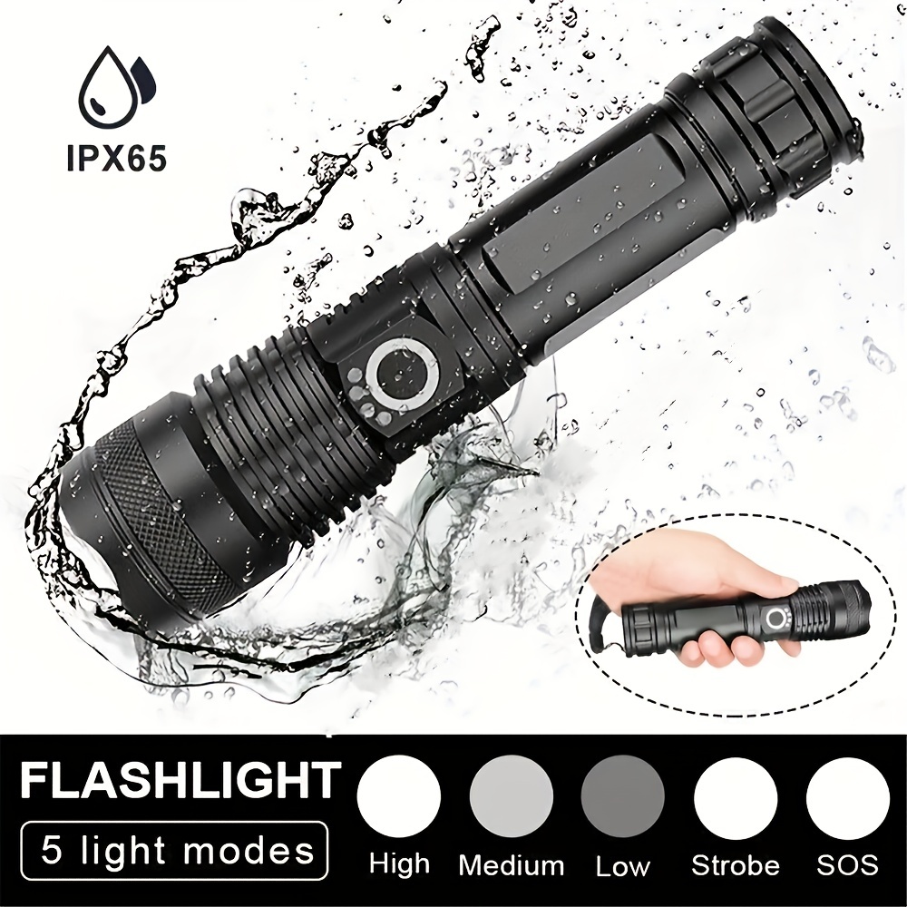 1pc LED XHP50 Lampe De Poche LED Puissante, Torche LED Zoom Rechargeable  Par Usb Camping, Utilisé Pour La Chasse, Le Camping, La Pêche - Temu  Switzerland