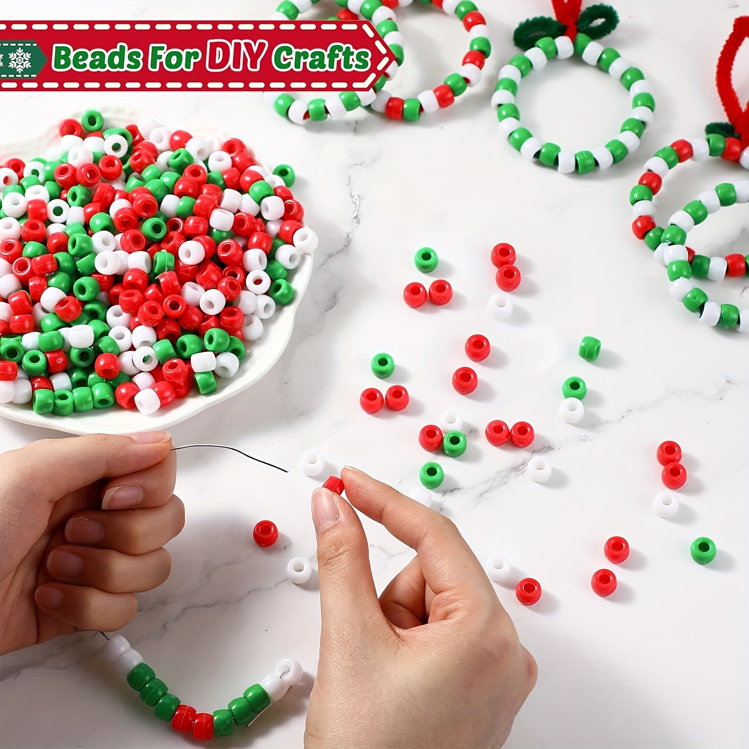 Christmas Pony Beads Assorted Opaque Round Plastic Beads For - Temu