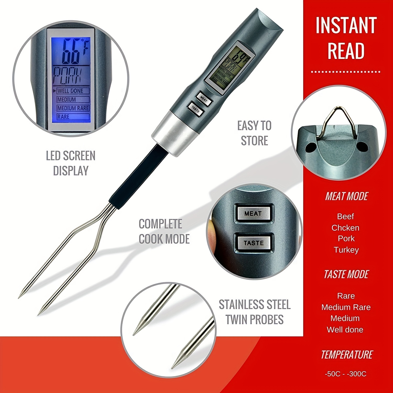 FORK digital grill thermometer