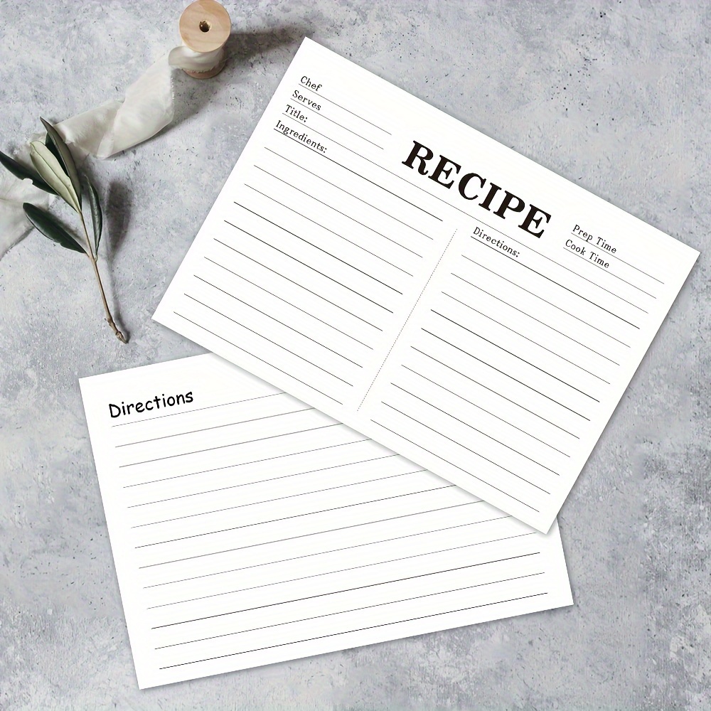 White Premium Thick Recipe Cards 4x6 Double Sided - 50 pcs