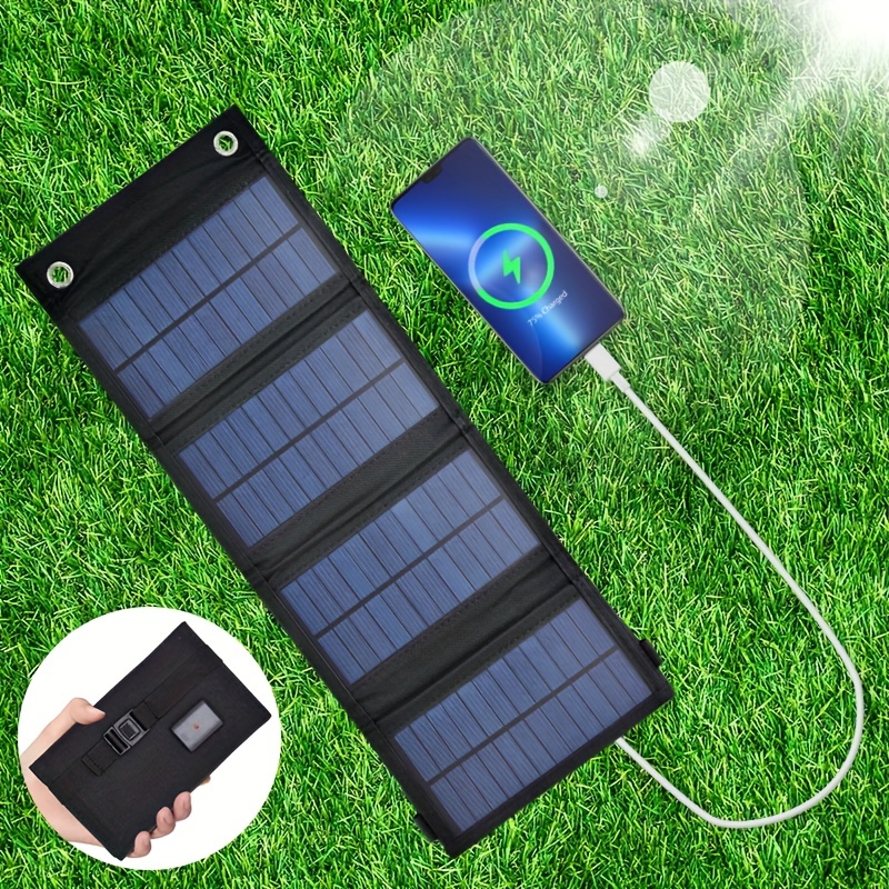 1pc Pannello Di Ricarica Solare Portatile Impermeabile Per Esterni,  Caricatore USB Solare Adatto Per Viaggi E Campeggio All'aperto,  Alimentatore