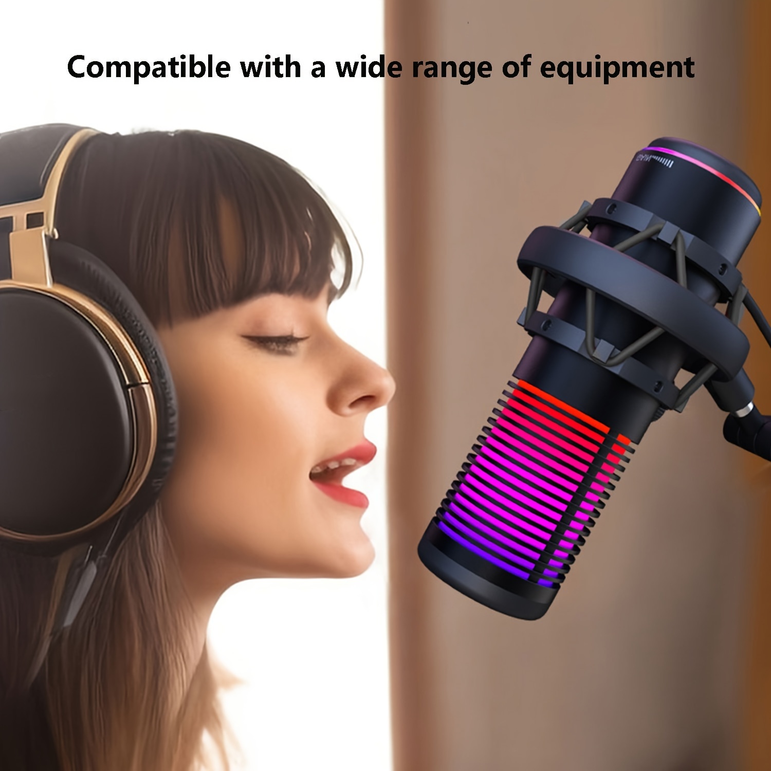 usb condenser gaming microphone pc microphone mute button gain control for streaming twitch live chat rgb pc microphone for pc ps4 ps5 mac gamer details 7