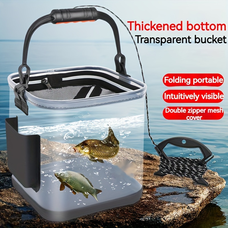 Waterproof Foldable Eva Fishing Bucket Transparent Live Fish - Temu