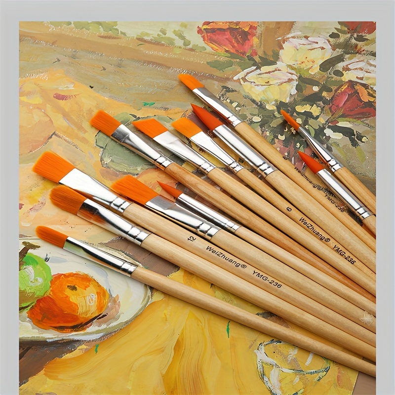 Oil Painting Artist Brush Set Artist Brush With Wooden - Temu