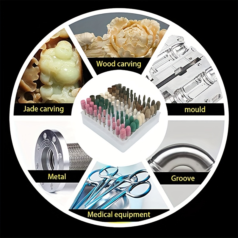 100pcs Assorted Shape Polishing Bits Buffing Wheel Drill Accessories