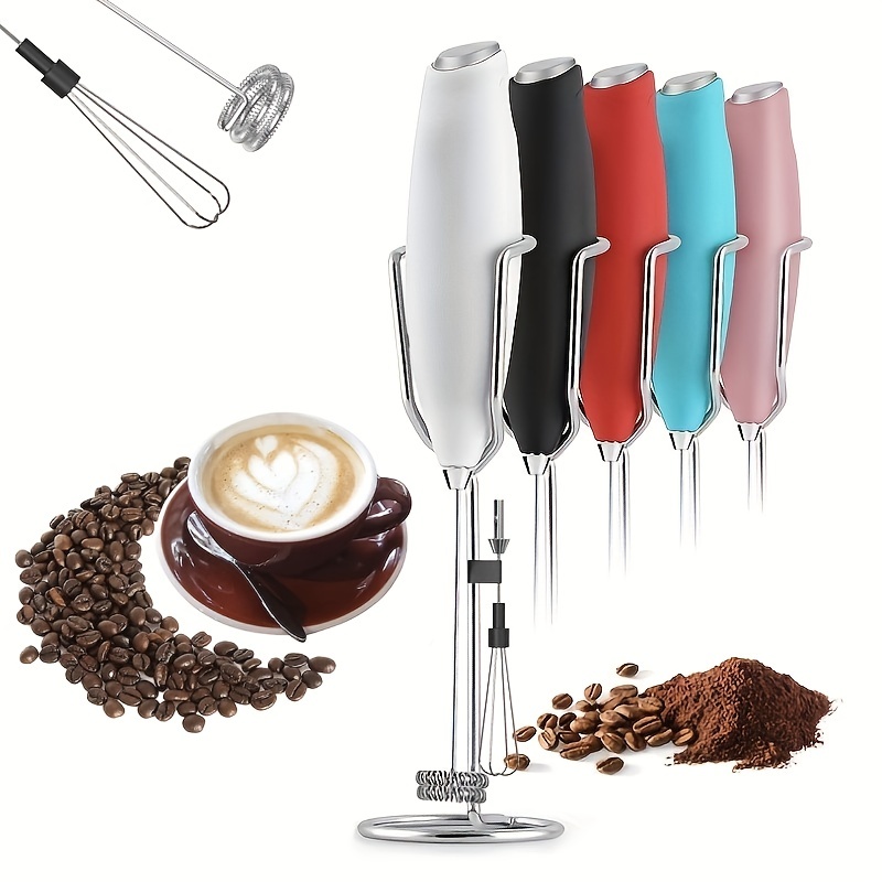 1 pc mini coffee frother handheld foamer with stainless steel whisk stand portable frother for coffee latte matcha details 1