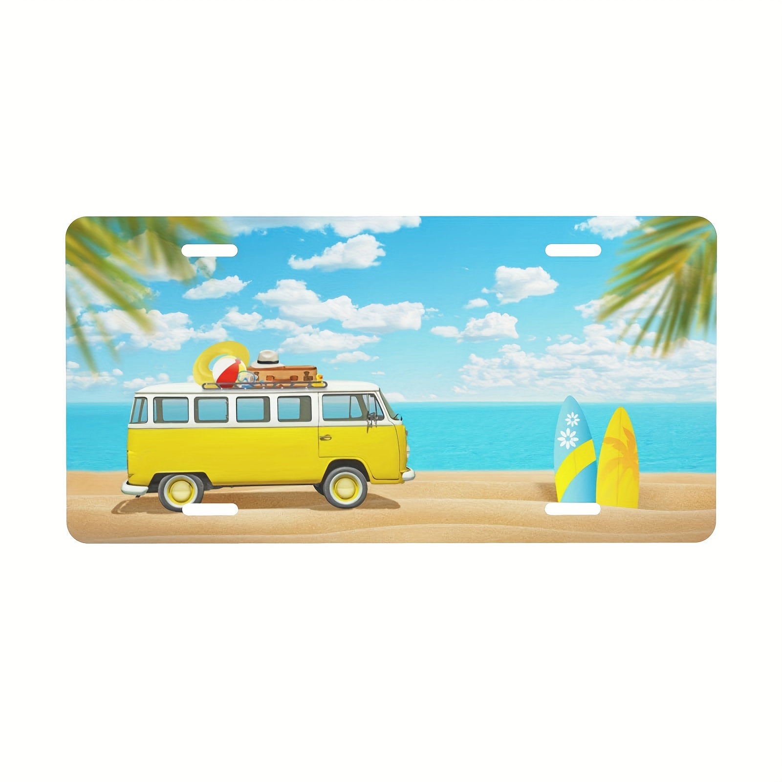 Surfen Sommer Strand Aluminium-kennzeichen Dekorative Metall Auto Front  Kennzeichen Abdeckung Mit 4 Löchern Auto Tag 6 * 12in / 15 * 30cm, Kostenloser  Versand Für Neue Benutzer