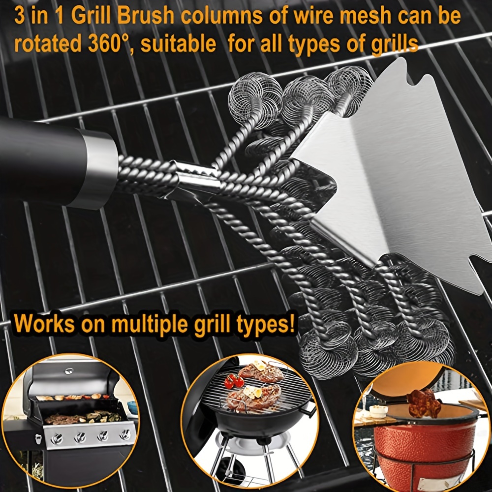 GRILLART Grill Brush and Scraper, Extra Strong BBQ Cleaner Accessories,  Safe Wire Bristles 18 Barbecue Triple Scrubbers Cleaning Brush for