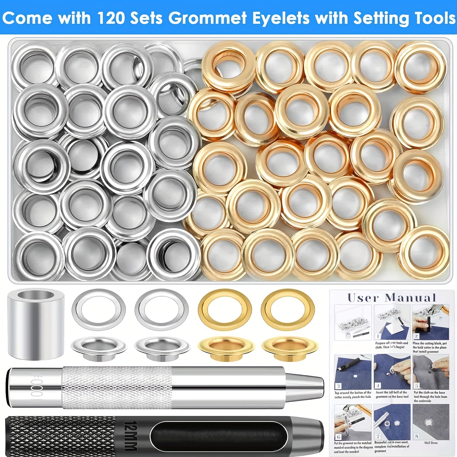 Grommet Tool Kit Grommet Eyelets Kit With Setting Tools And - Temu