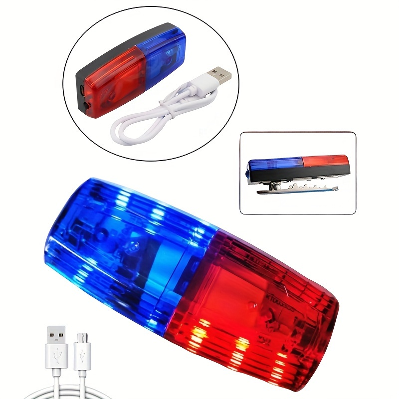 Lampe de poche stroboscopique à LED rouge et bleu,lumière  d'avertissement,Clip à l'épaule de la Police,lampe de travail étanche et  Rechargeable pour l'extérieur - Type 1 PCS A