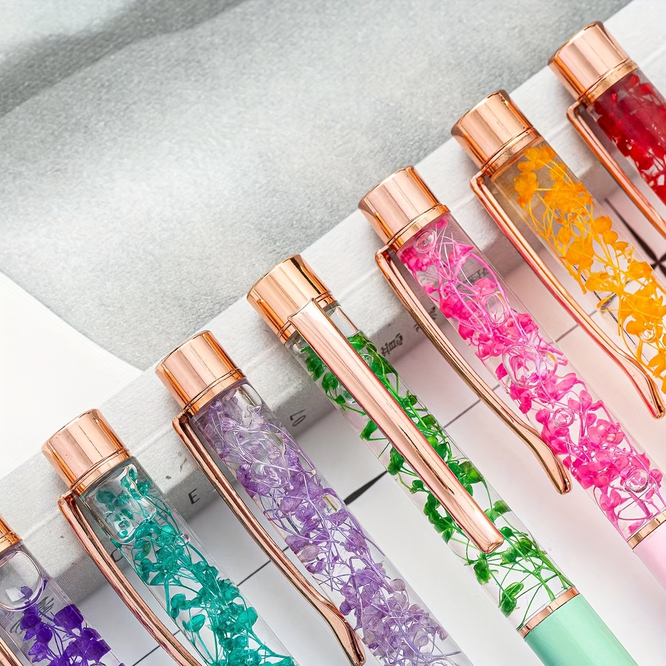 Creative Diy Oiled Dry Flower Pen Flower Pen Ball Pen Office & School Supplies Temu
