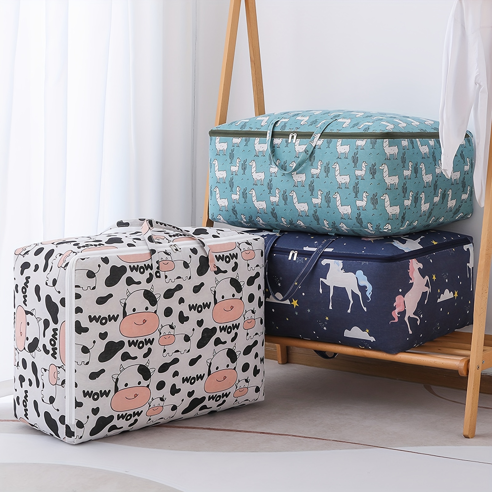 Printed Waterproof Quilt Storage Bag Portable Clothes Bed Linen