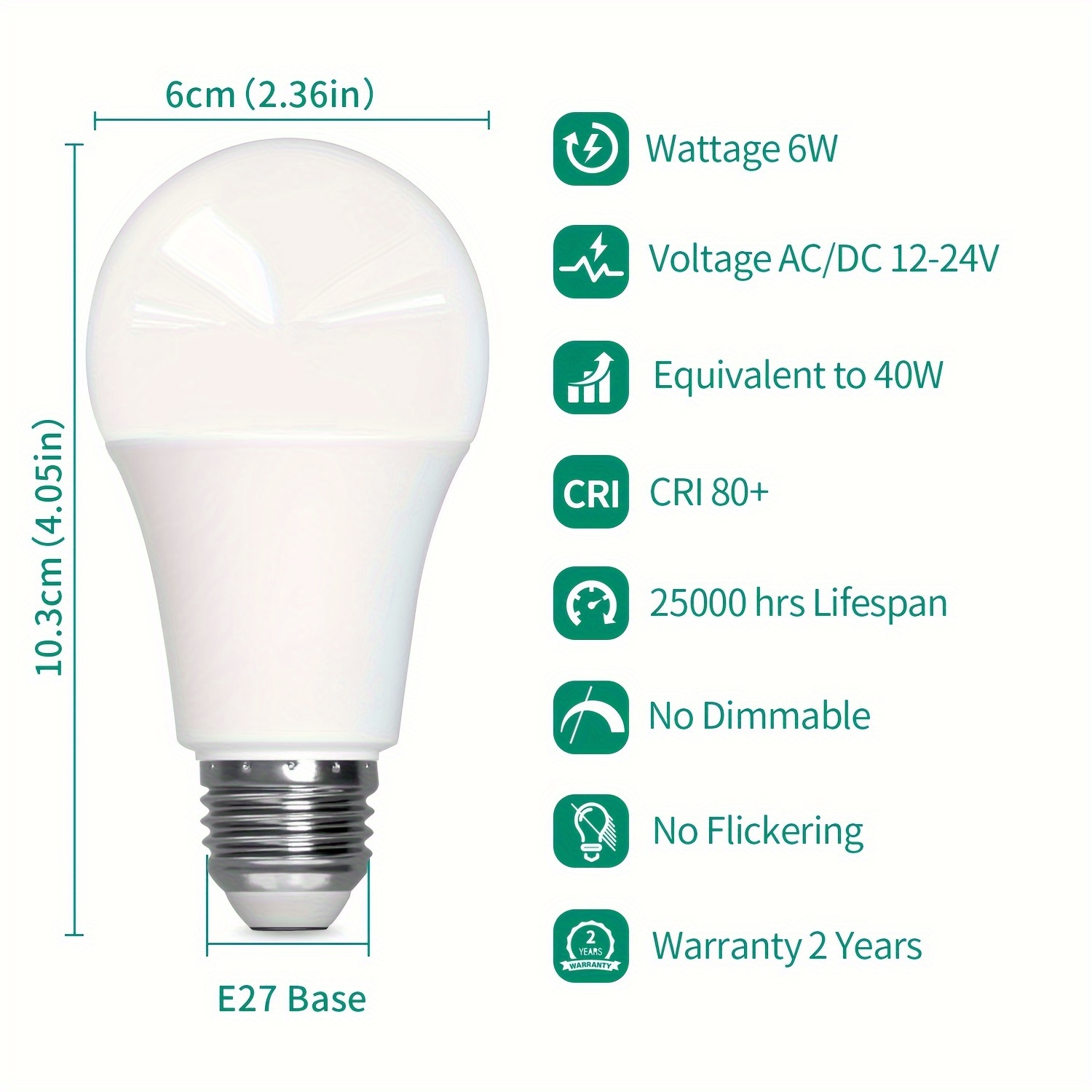 Lot de 12 ampoules LED E27 6W 470Lm 3000K - garantie 5 ans