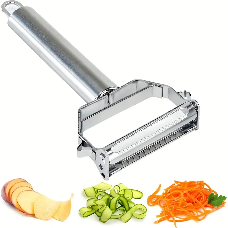 1pc Stainless Steel Dual Blade Vegetable Peeler - Commercial Grade Julienne  Cutter, Slicer, Shredder, Scraper - Fruit, Potatoes, Carrot, Cucumber - Ki