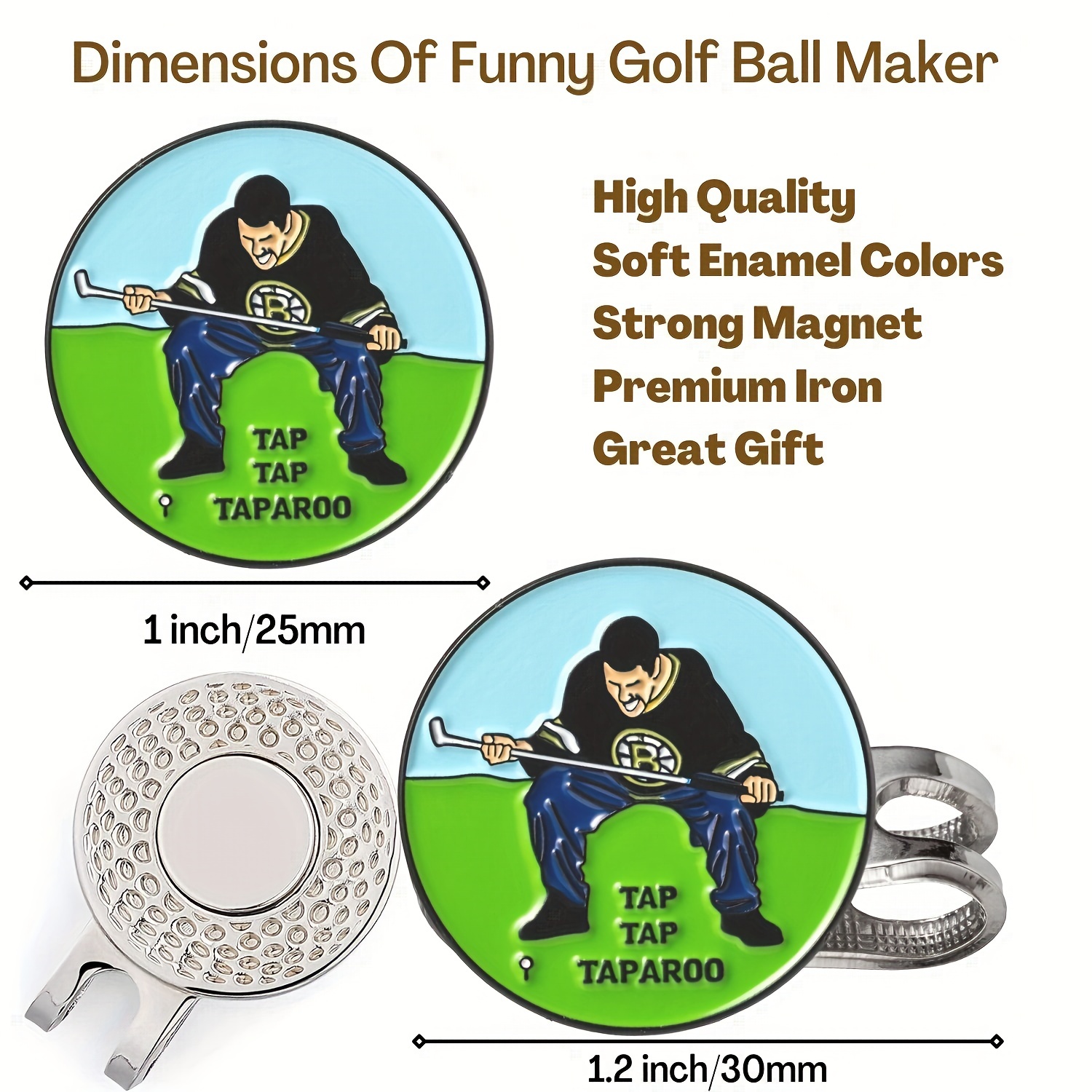 Happy Gilmore Golf Ball Marker Hat Clip with Enamel Magnetic Golf  Accessories ball marker golf