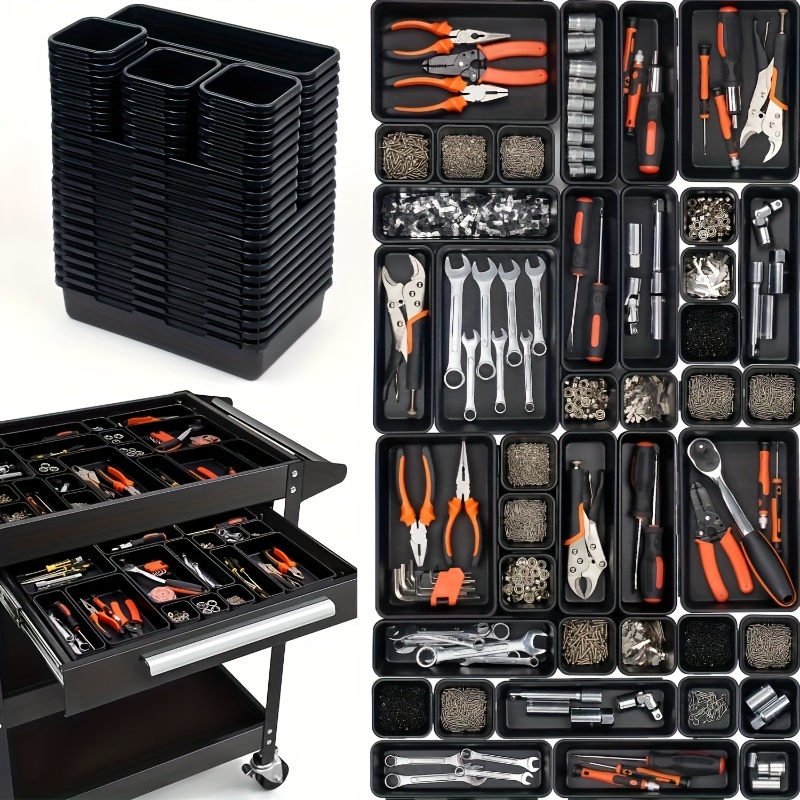 45pcs Tool Box Organizer Tray Divider, Toolbox Desk Drawer Organizer,  Garage Organization Storage For Rolling Tool Chest, Cart Cabinet Workbench  Works