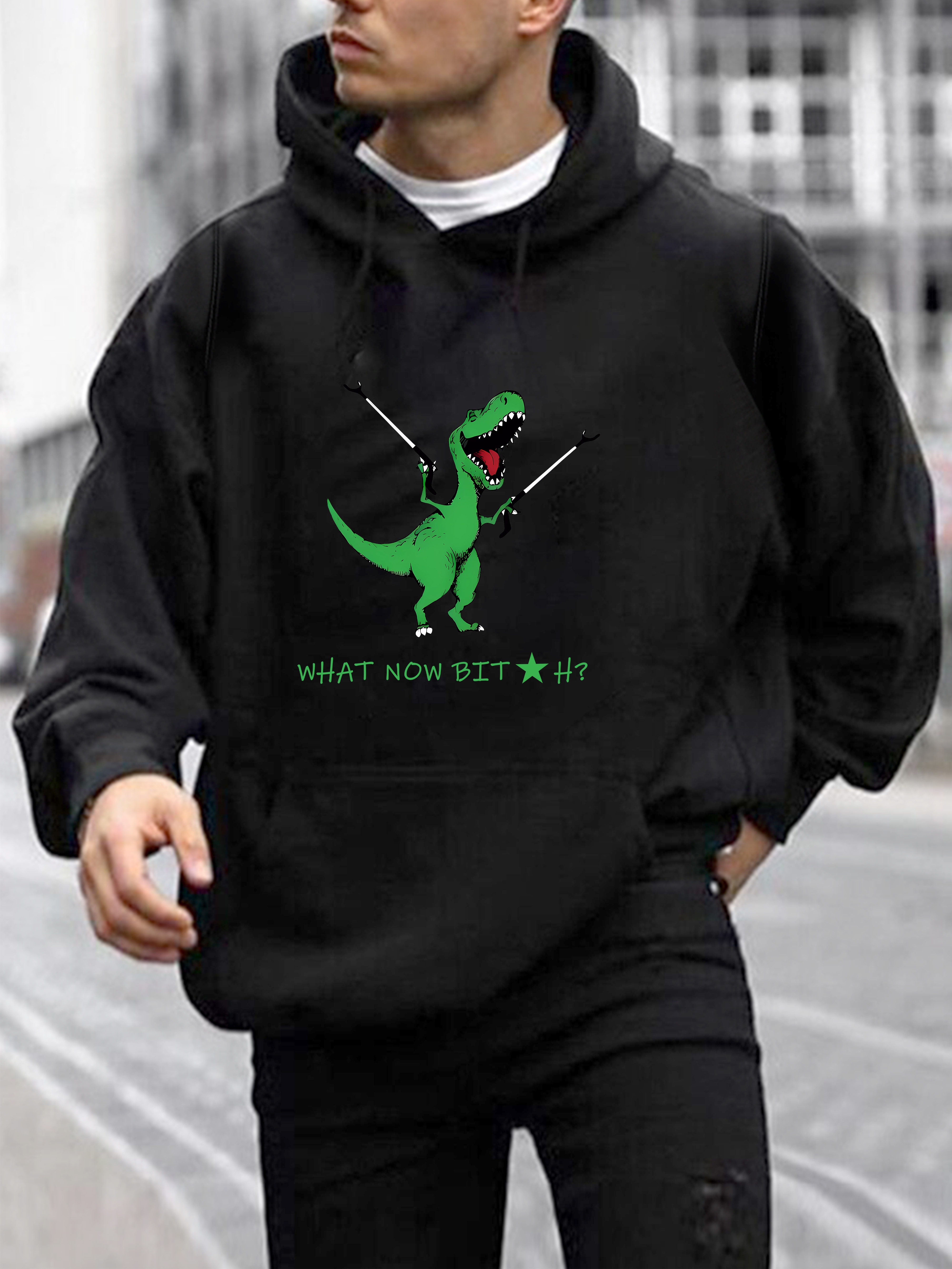 Sudaderas Capucha Estampado Dinosaurios Manga Larga Hombre Temu