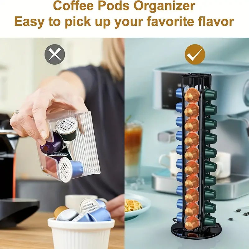 1pc Coffee Pod Holder For Nespresso OriginalLine, Coffee Pod Storage  Organizer, 360 Degree Rotatable Coffee Capsules Carousel For Nespresso OL,  Holds