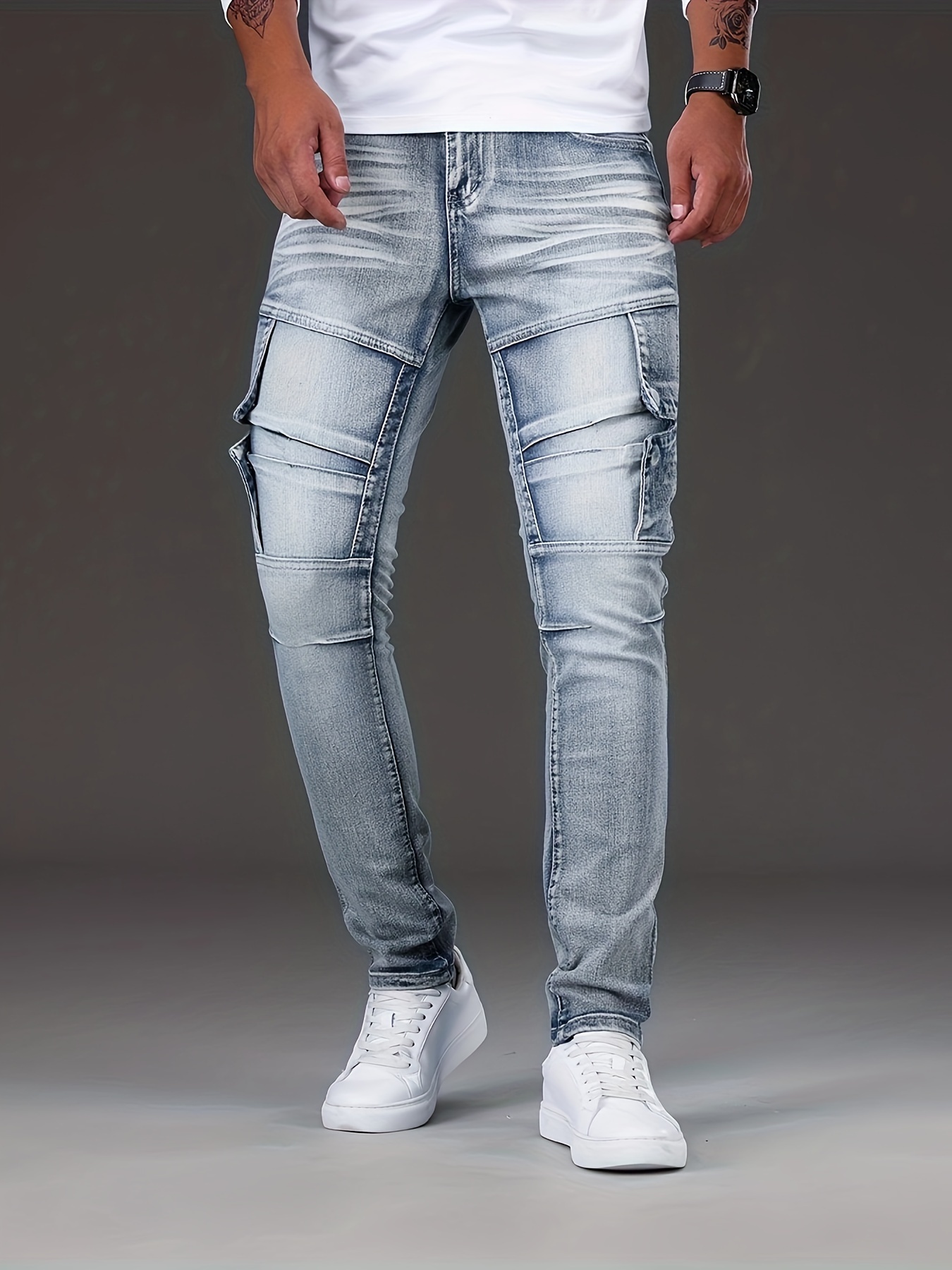 Men\'s Slim Fit Jeans Men\'s Style Biker Casual Street - Temu