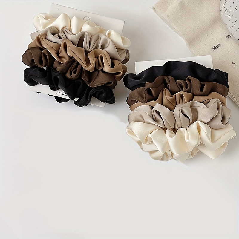 5pcs Soft Imitation Silk Hair Scrunchies for Women and Daily Use - Perfect for Curly, Fine, Thick, and Thin Hair - Available in Solid Colors