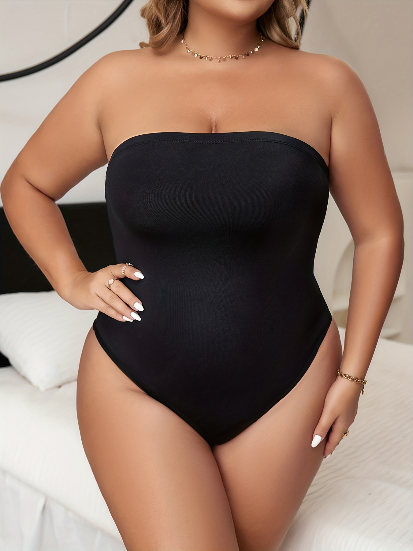GETOUT Best Shapewear For Fupa Plus Size Strapless Shapewear With