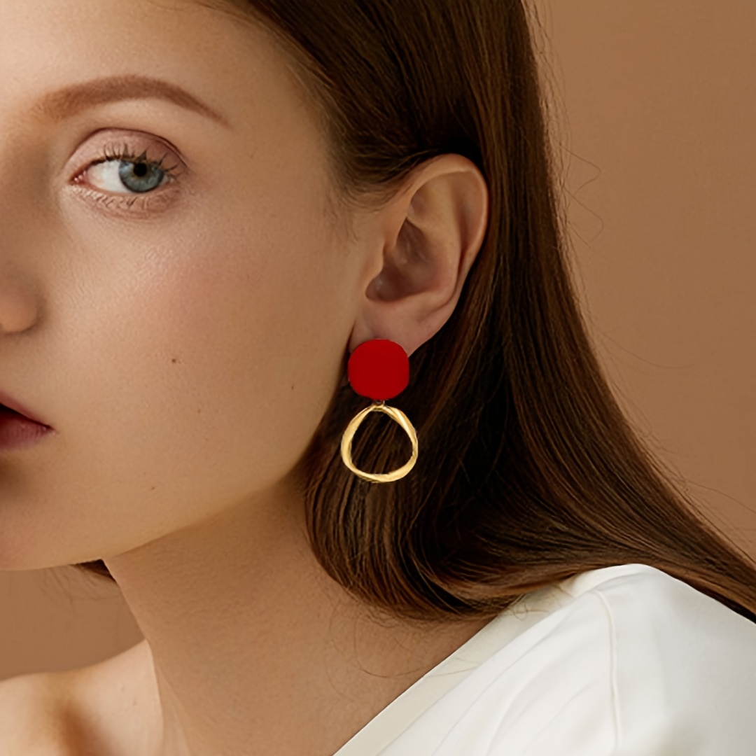 

Irregular Hollow Round Shape Dangle Earrings Elegant Simple Style Iron Jewelry Trendy Female Earrings