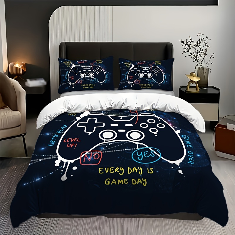  Comforter Set Queen Size, Game Gamer Vintage Gaming Bedding Set  for Kids and Adults Bedroom Decor, Kids Video Controller Comforter Set and  2 Pillow Cases : Home & Kitchen
