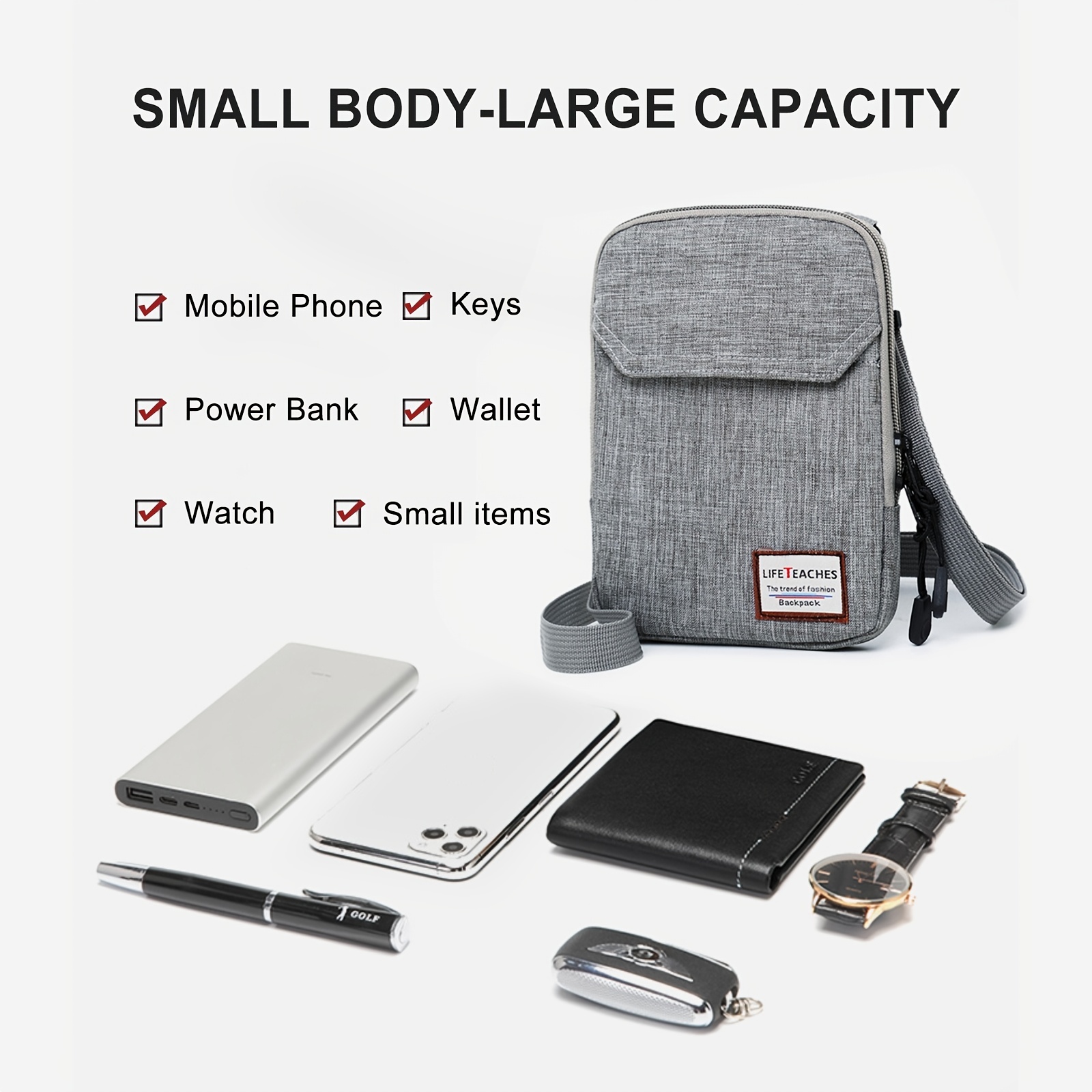 MOCOCITO Crossbody Bag for Men | 8.6x6.7x3.15 Inches Mini Crossbody Purse | Travel Passport Wallet Bag | Mini Shoulder Bag