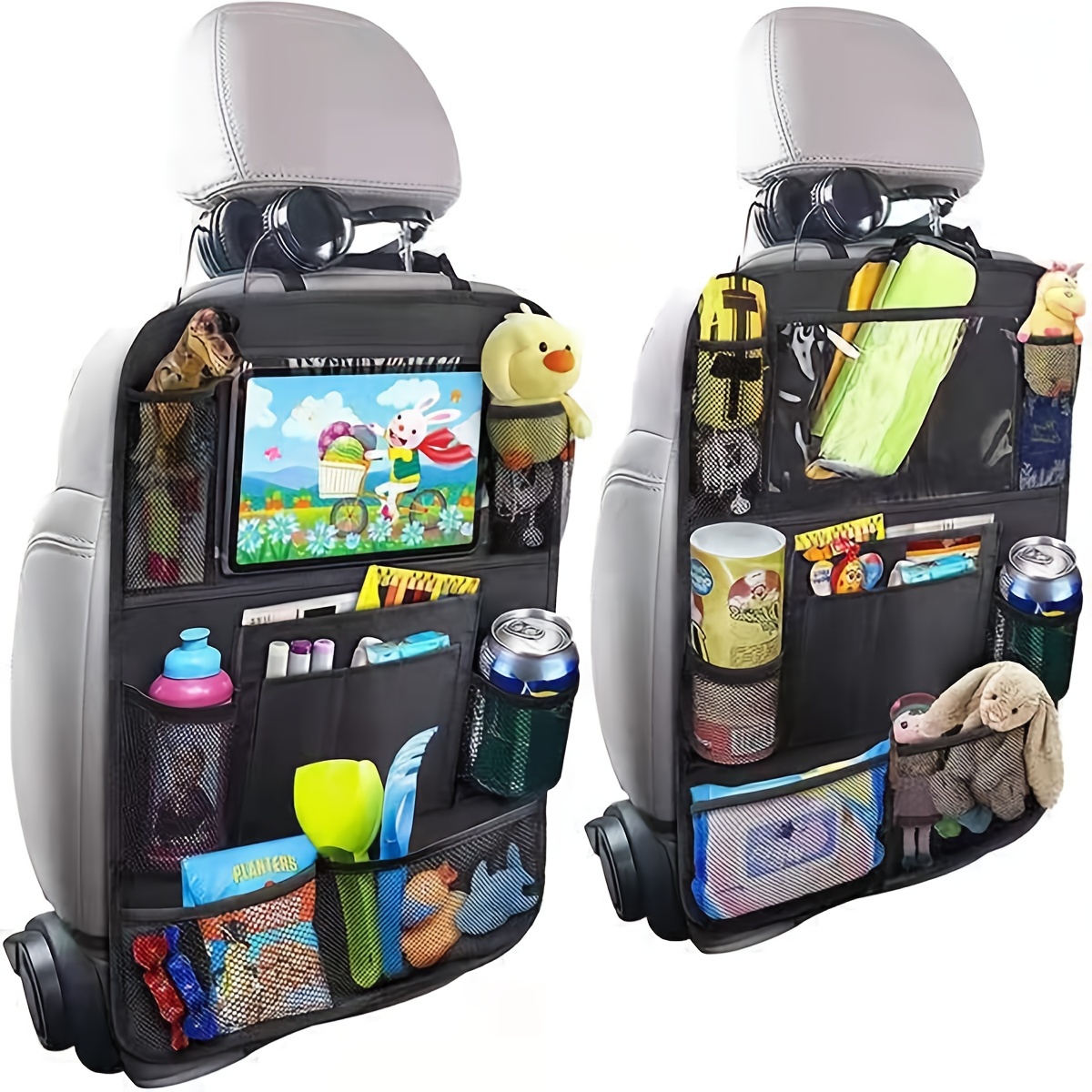 1pc Car Back Seat Organizer with Touch Screen Tablet Holder for Kids Toddler Car Seats