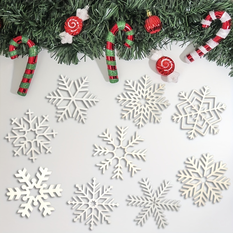 Wood Color Christmas Snowflake Ornaments Hanging Wooden Snow - Temu