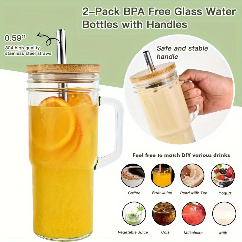 2pack Smoothie Cup With Lid And Straw Iced Coffee Cup Reusable