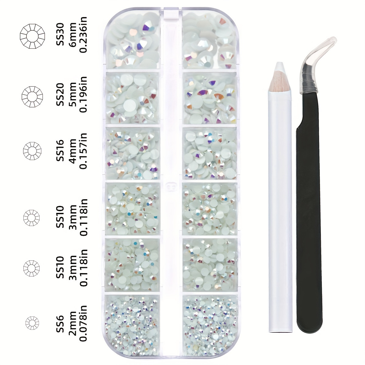 Clear Rhinestones For Crafts 6 Sizes With Picking Tweezers - Temu