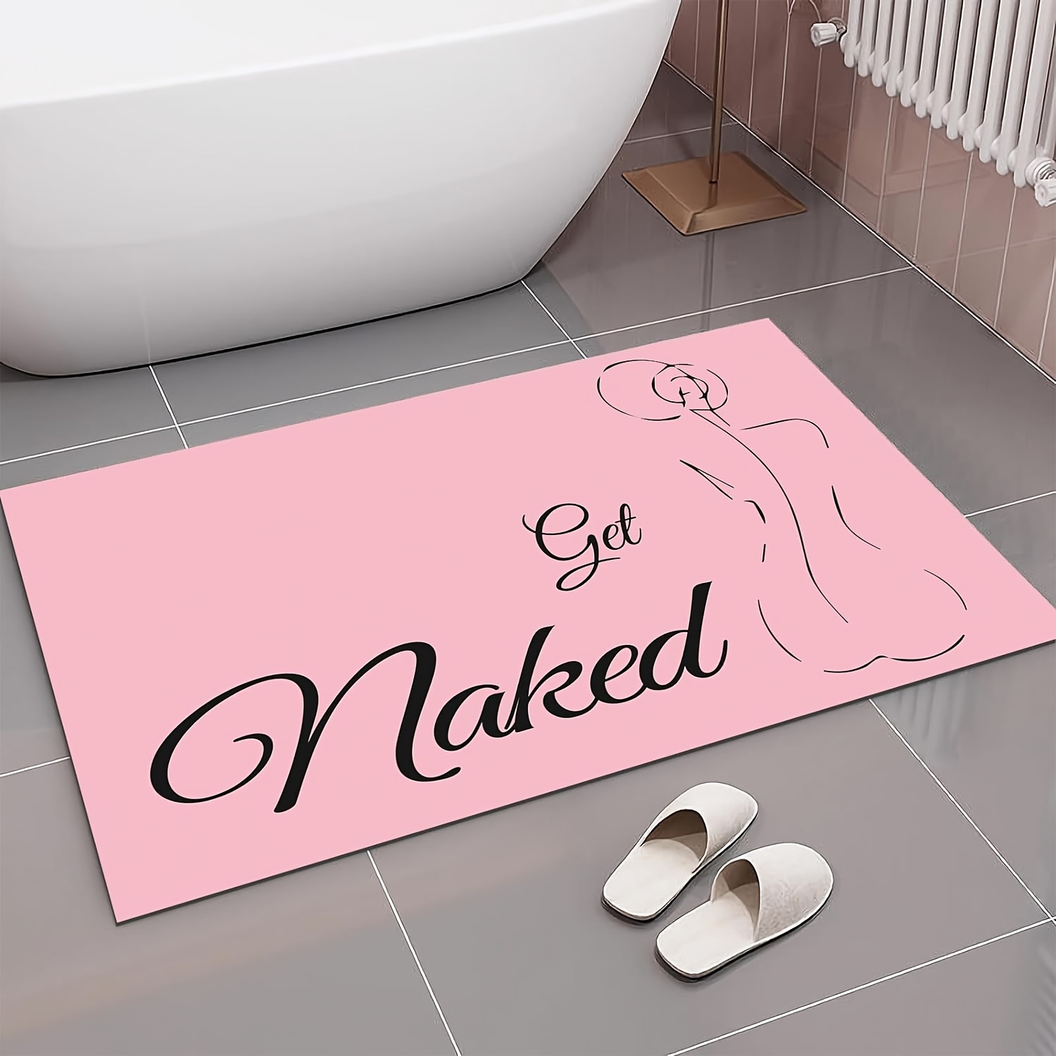 1pc 3d Beach Visual Print Bath Mat With Absorbent Rubber Bottom For Bathroom,  Bathtub And Floor