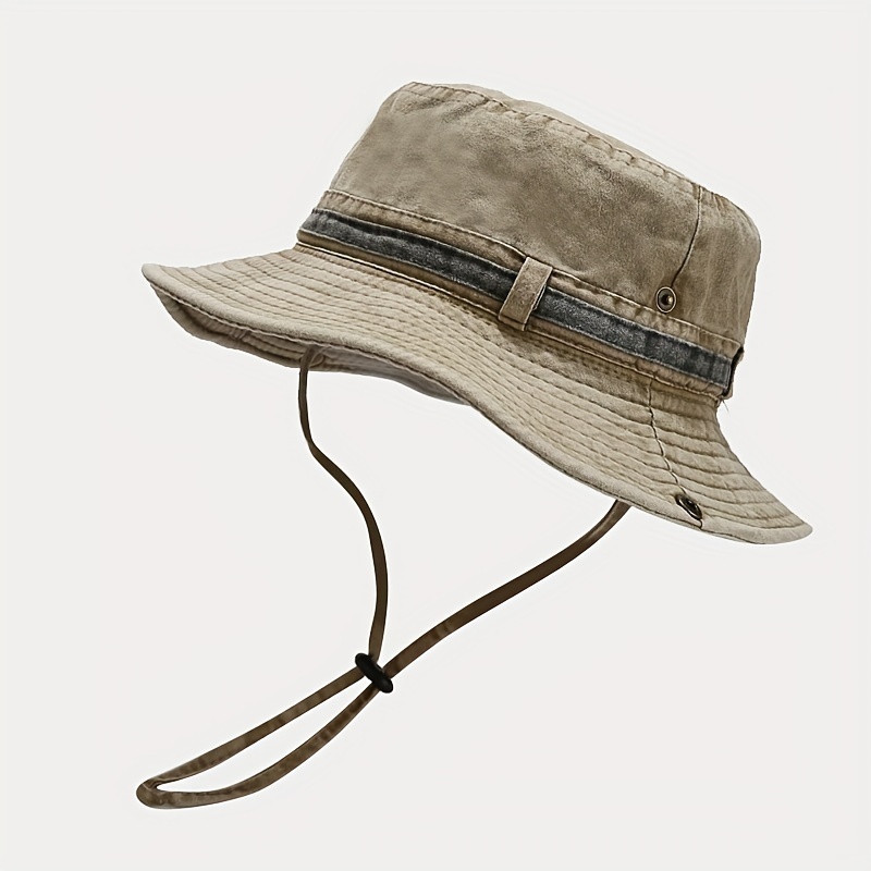 

Sun Hat Boonie Hat Washed Cotton Bucket Hat Packable Outdoor Fishing Hunting Hat Strap Adjustable Chin Strap For Men And Women