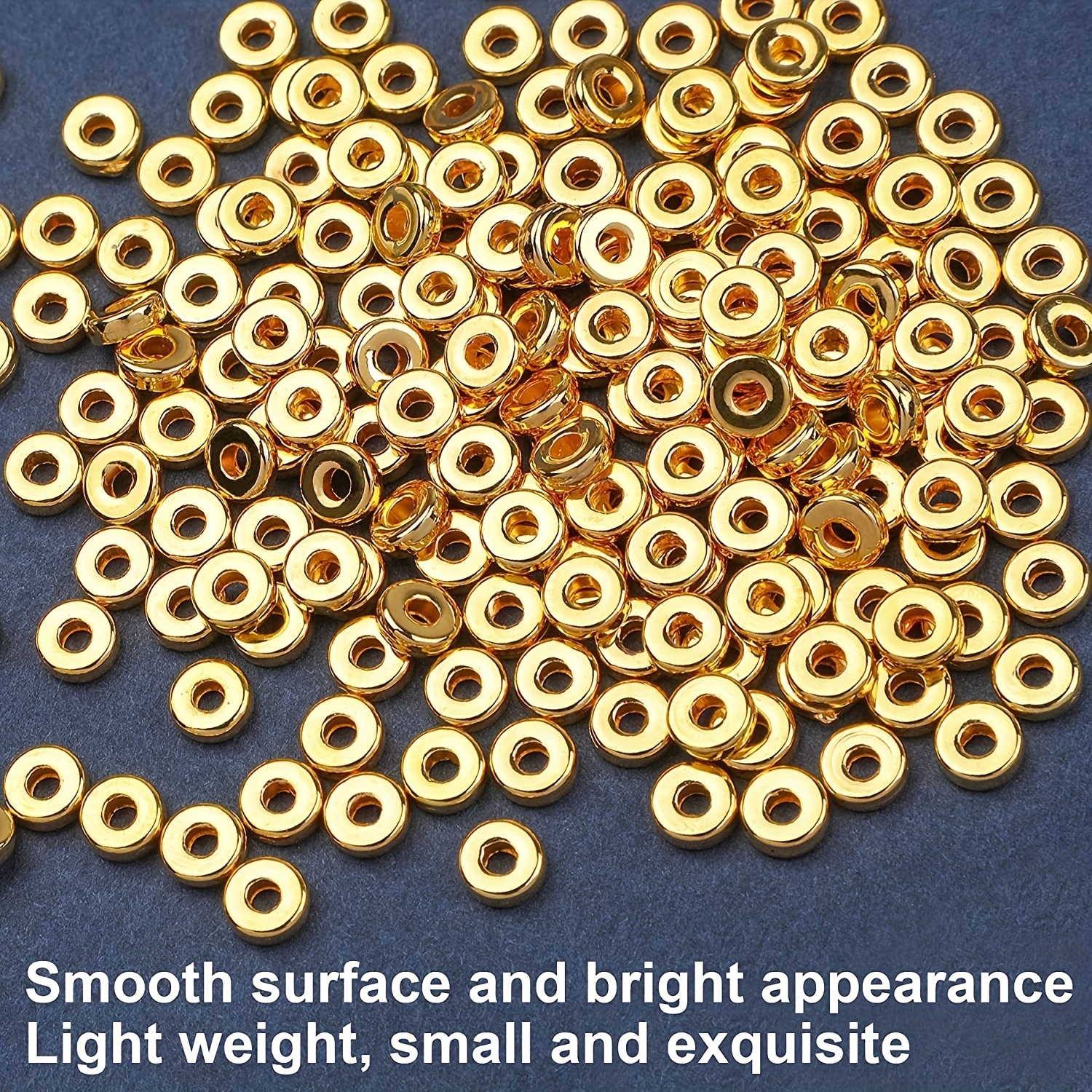 1500pcs Golden Flat Round Spacer Beads, DIY Craft Supplies