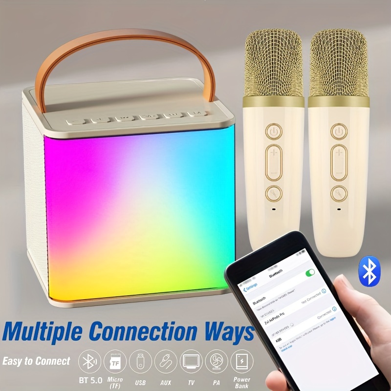 Altavoz Bluetooth portátil con juego de micrófono, altavoz Bluetooth retro  con máquina de karaoke en casa, máquina portátil de micrófono de karaoke de