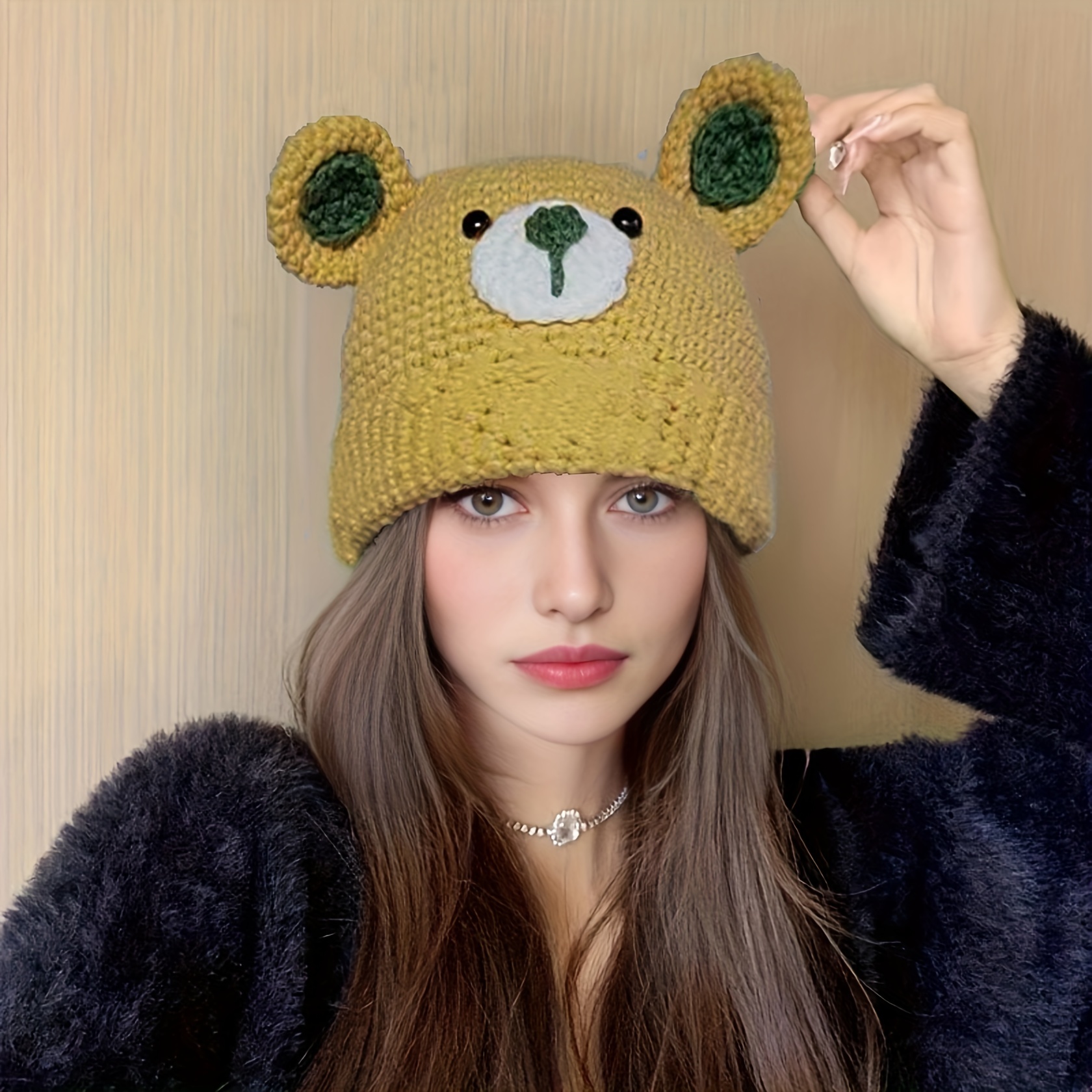 Cute Bear Ear Beanie Hats For Women Cute Bear Crochet Hat Bucket