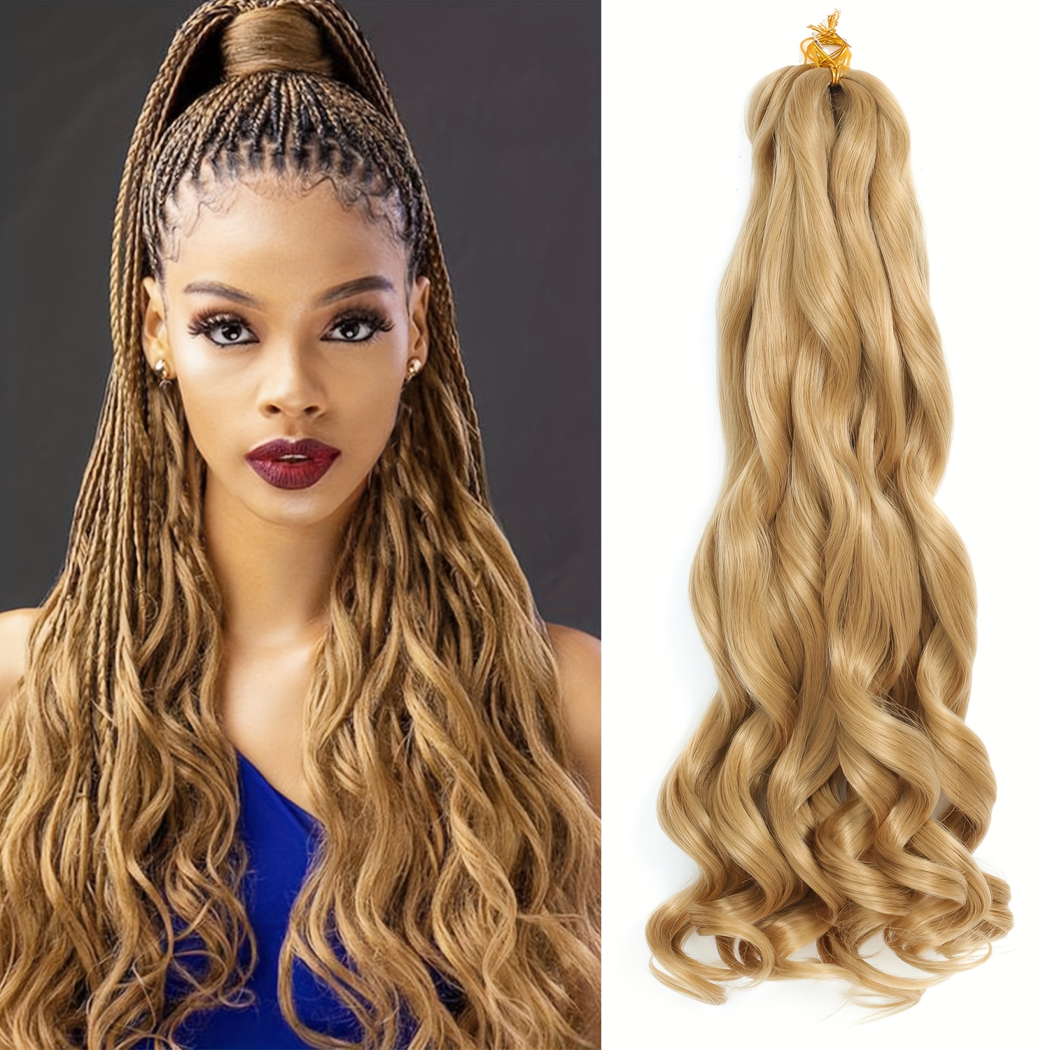 3 Pcs French Curly Braiding Hair 22inch Loose Wave Braids for Black Women