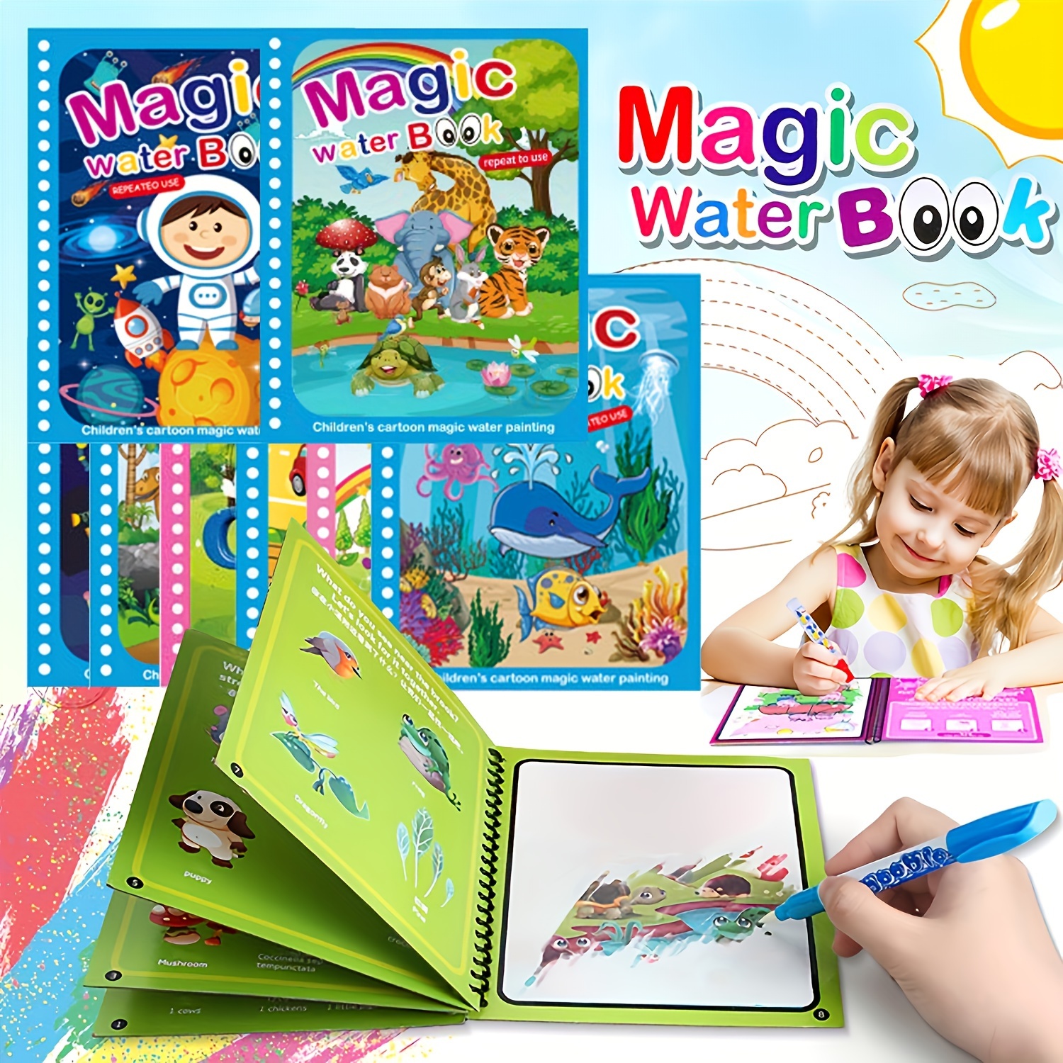 Paint Water Books Water Books Water Coloring Book Paint - Temu