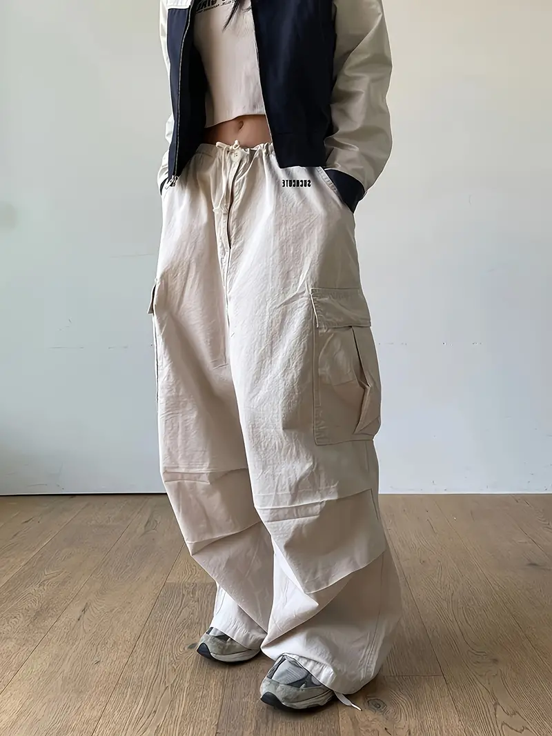 Street Style Cool Girl Multi pocket Cargo Pants Women's Low - Temu Canada