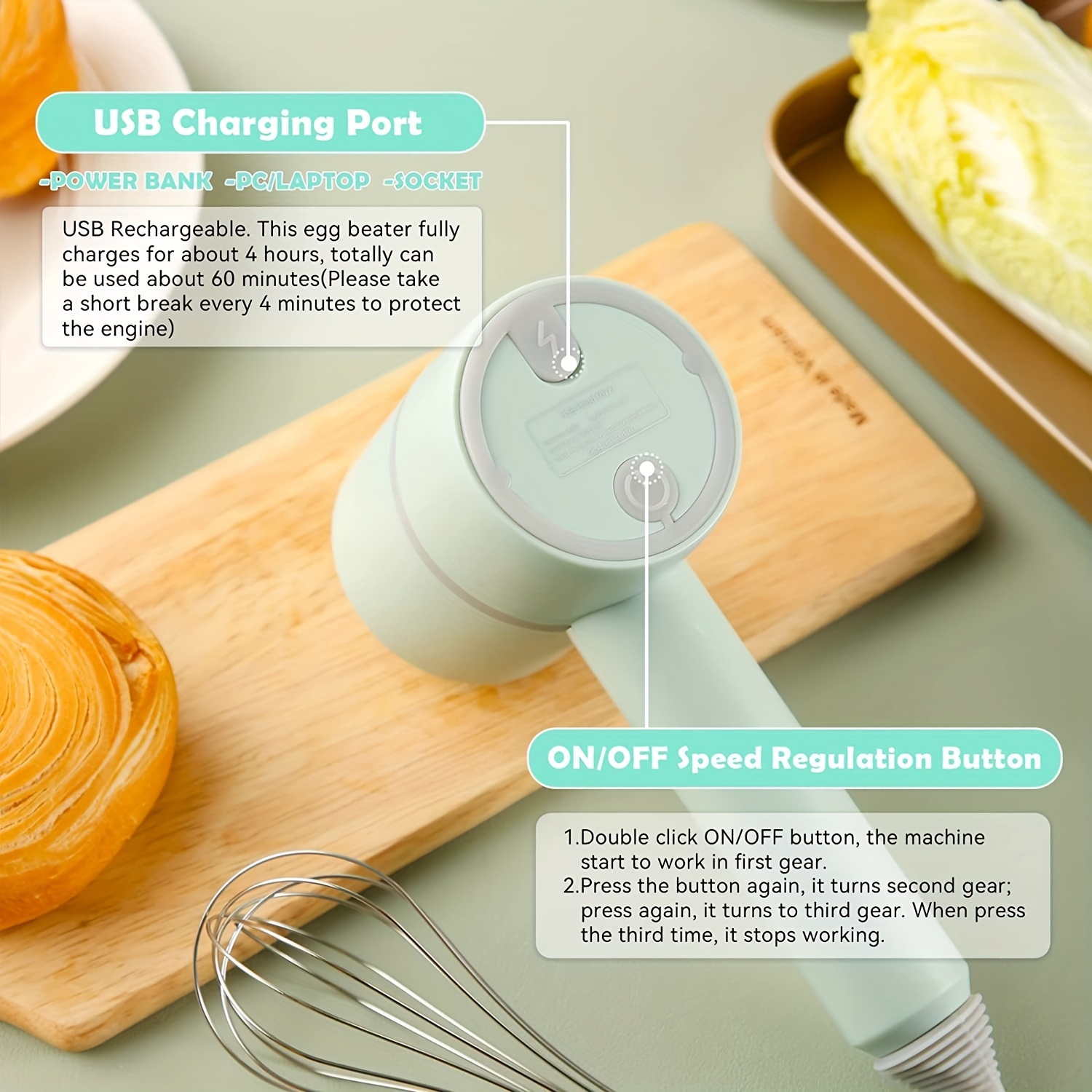 Powerful Wireless Hand Mixer For Effortless Baking And Cooking - Temu
