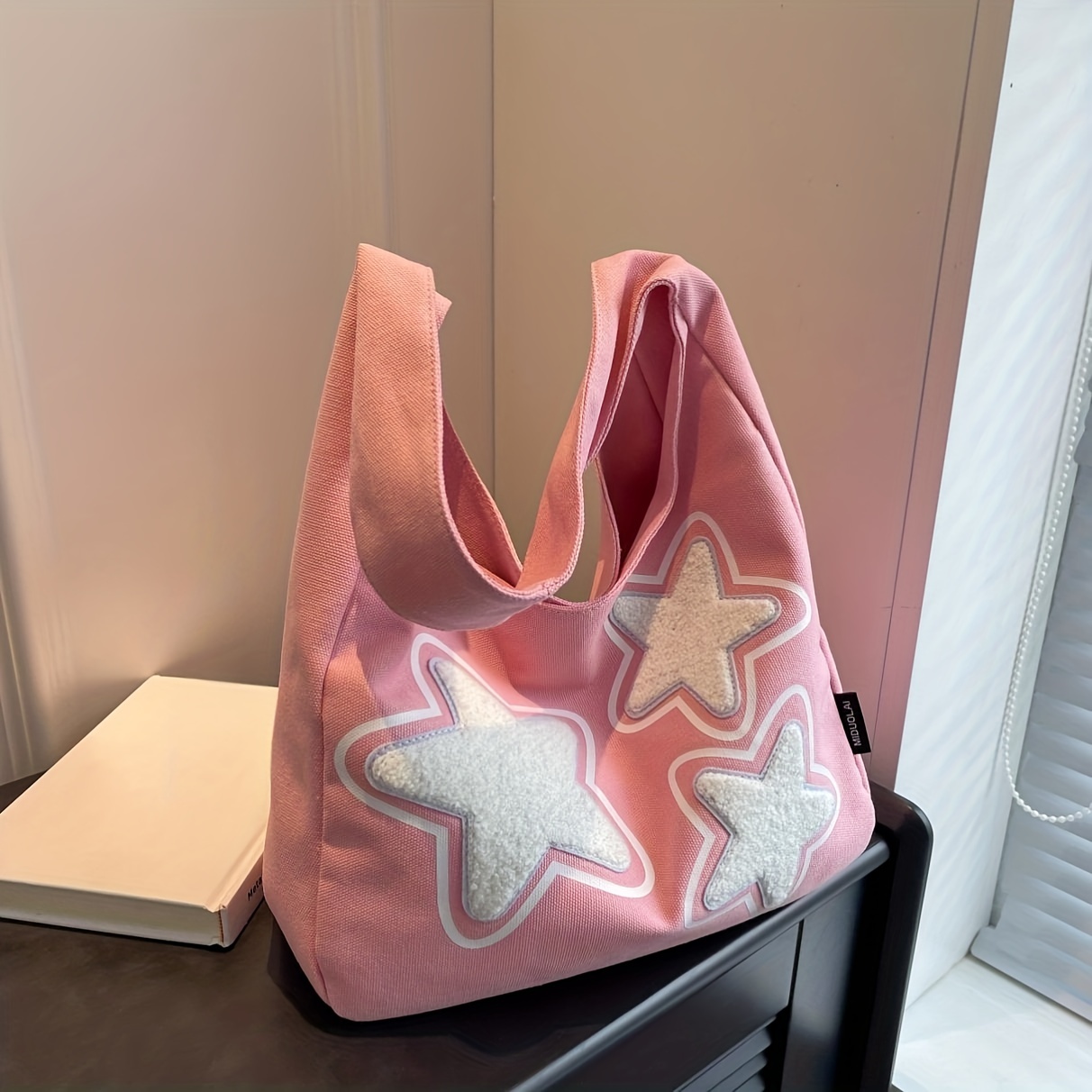 Dopamine Star Pattern Large Capacity Canvas Tote Bag, Lightweight Shoulder  Shopping Bag, Casual Fashion Commuter Bag - Temu