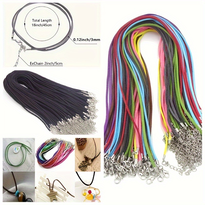 100Pcs Leather Necklace Cord with Clasps, Rope Necklace String