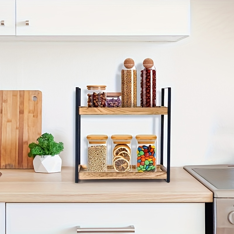 Bathroom Countertop Organizer , 3-Tier Wood Bathroom Counter Shelf Organizer